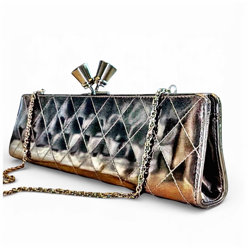 Sondra Roberts Women’s Quilted Metallic Clutch w/ Removable Chain Strap